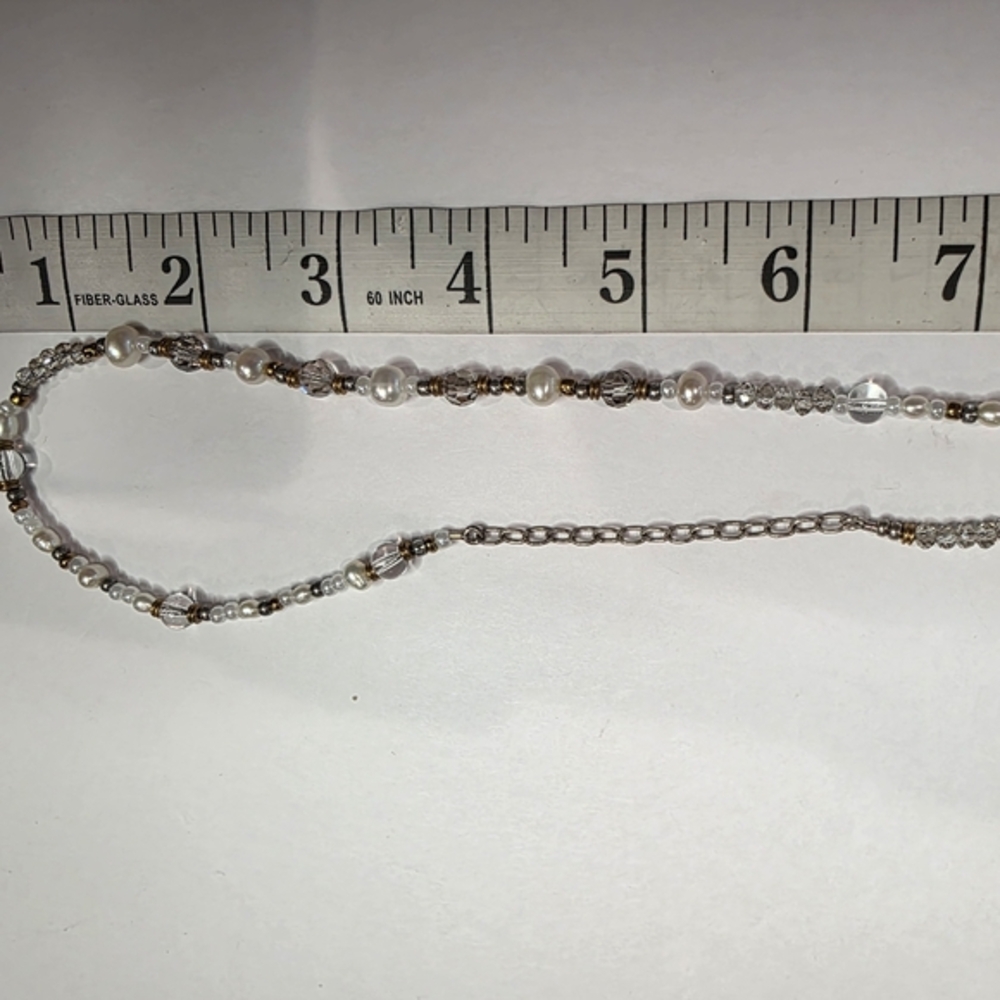 SILPADA Stardust 54 Sterling Silver Brass Pearl Crystal Beaded Necklace - Picture 6 of 12